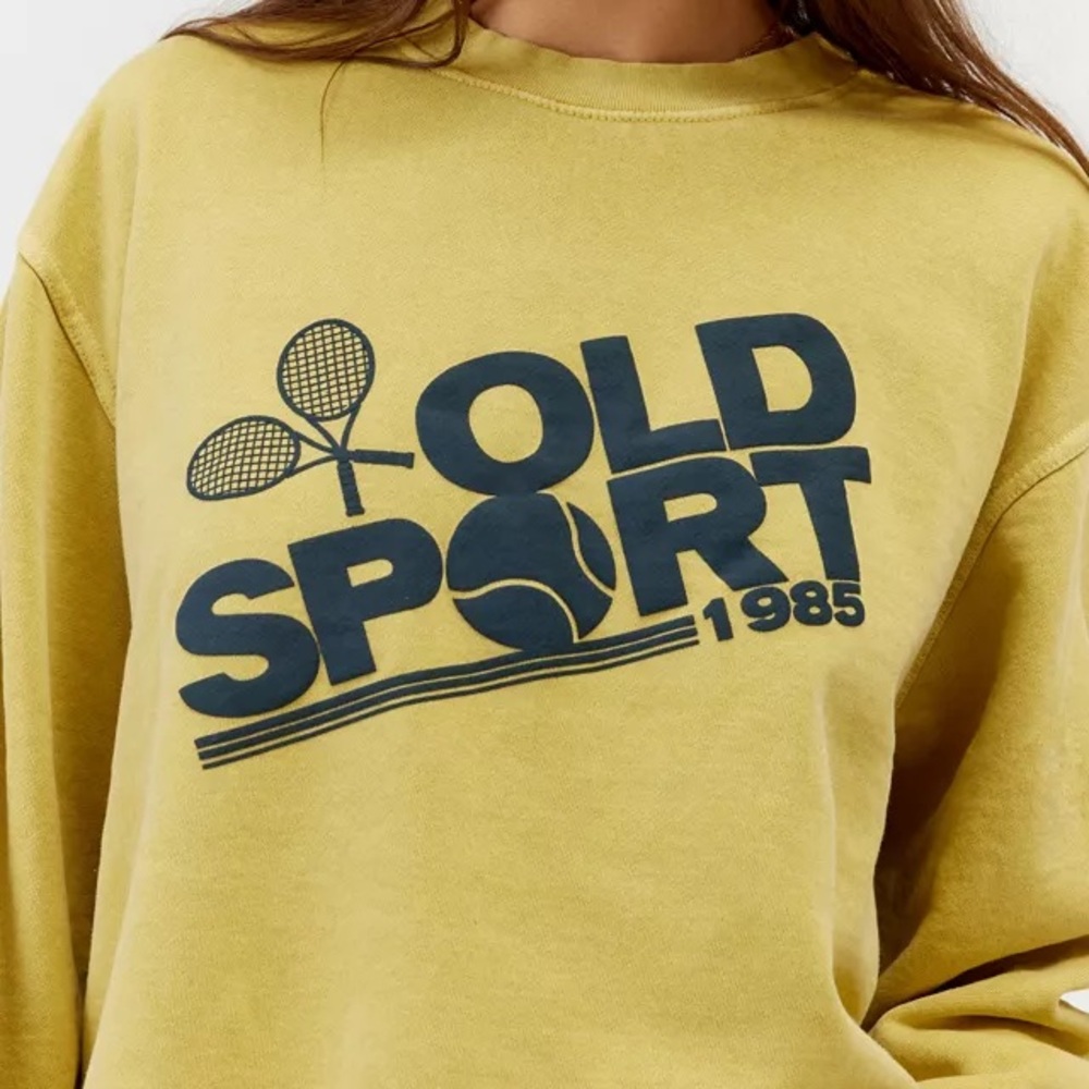 Urban Outfitters Old Sport Puff Paint Oversized Crewneck Sweatshirt